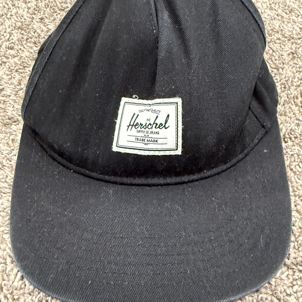 Herschel Supply Co Black Snapback Hat Logo Patch Adjustable Baseball Cap CA55688
